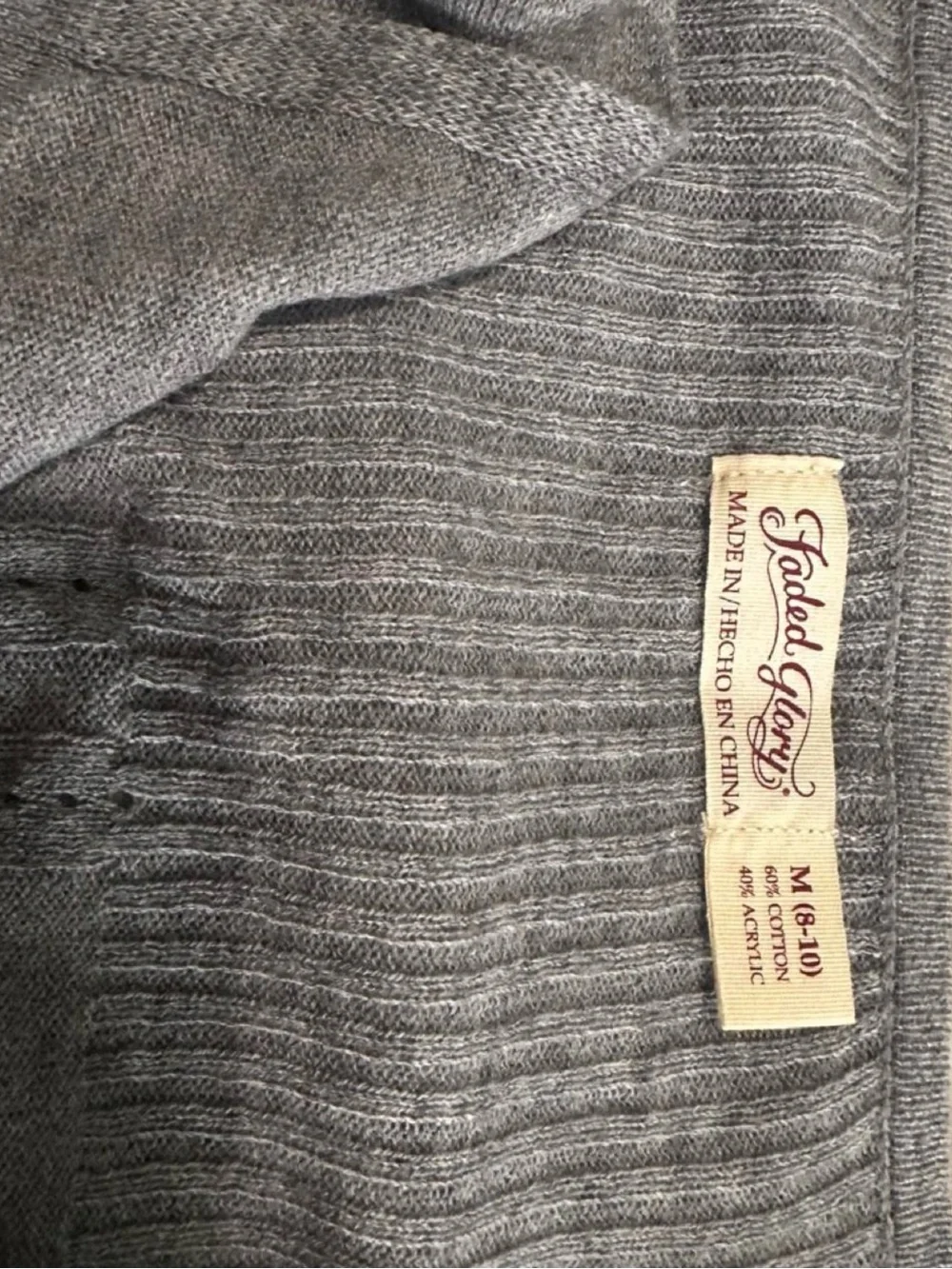 Faded Glory Gray Men's Lightweight Cardigan Sweater
